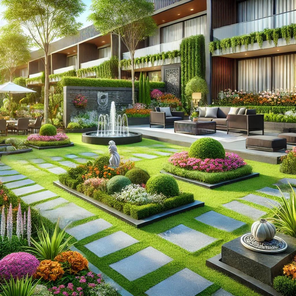 Modern building with triangular design